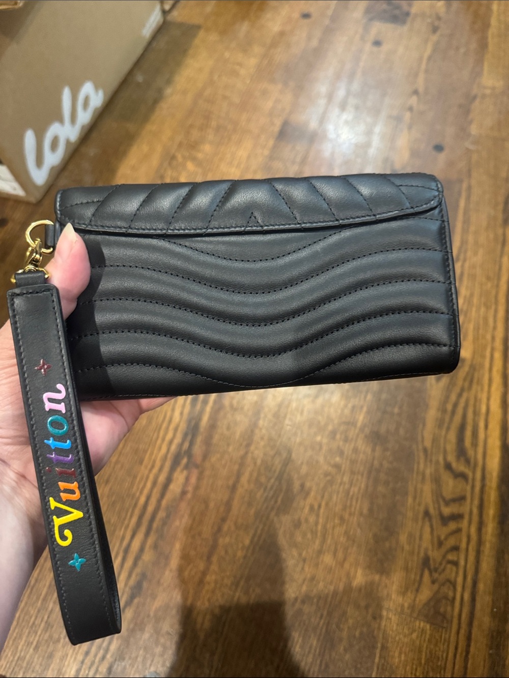 Louis Vuitton/Black Quilted New Wave Wallet/Clutch with Gold LV Emblem/NIB/RARE - Picture 12 of 16